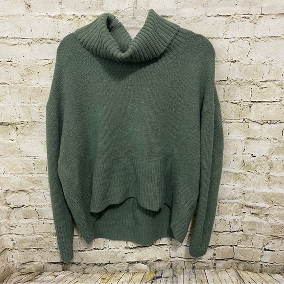 Rachel Zoe Green Wool Blend Turtleneck Legging Hi Low Sweater - Picture 1 of 5